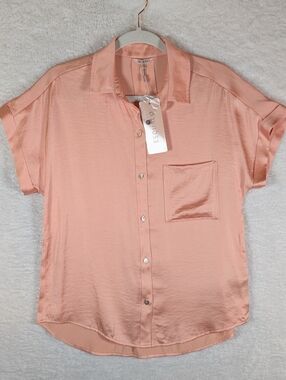 525-ESQUALO Peach Short Sleeve Button-Front Shirt